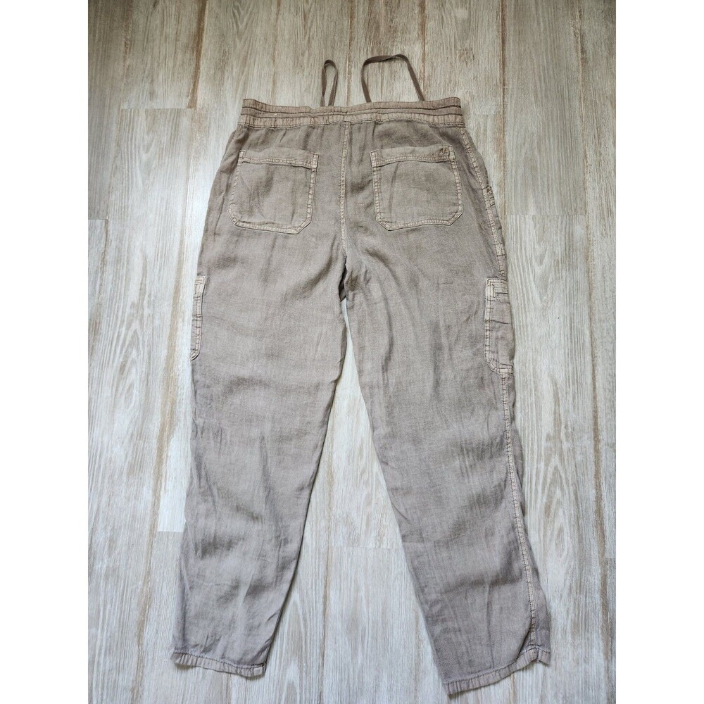 American Eagle Linen Blend Pants Gray Cargo Drawstring Straight High Rise Sz 16R - Picture 10 of 11